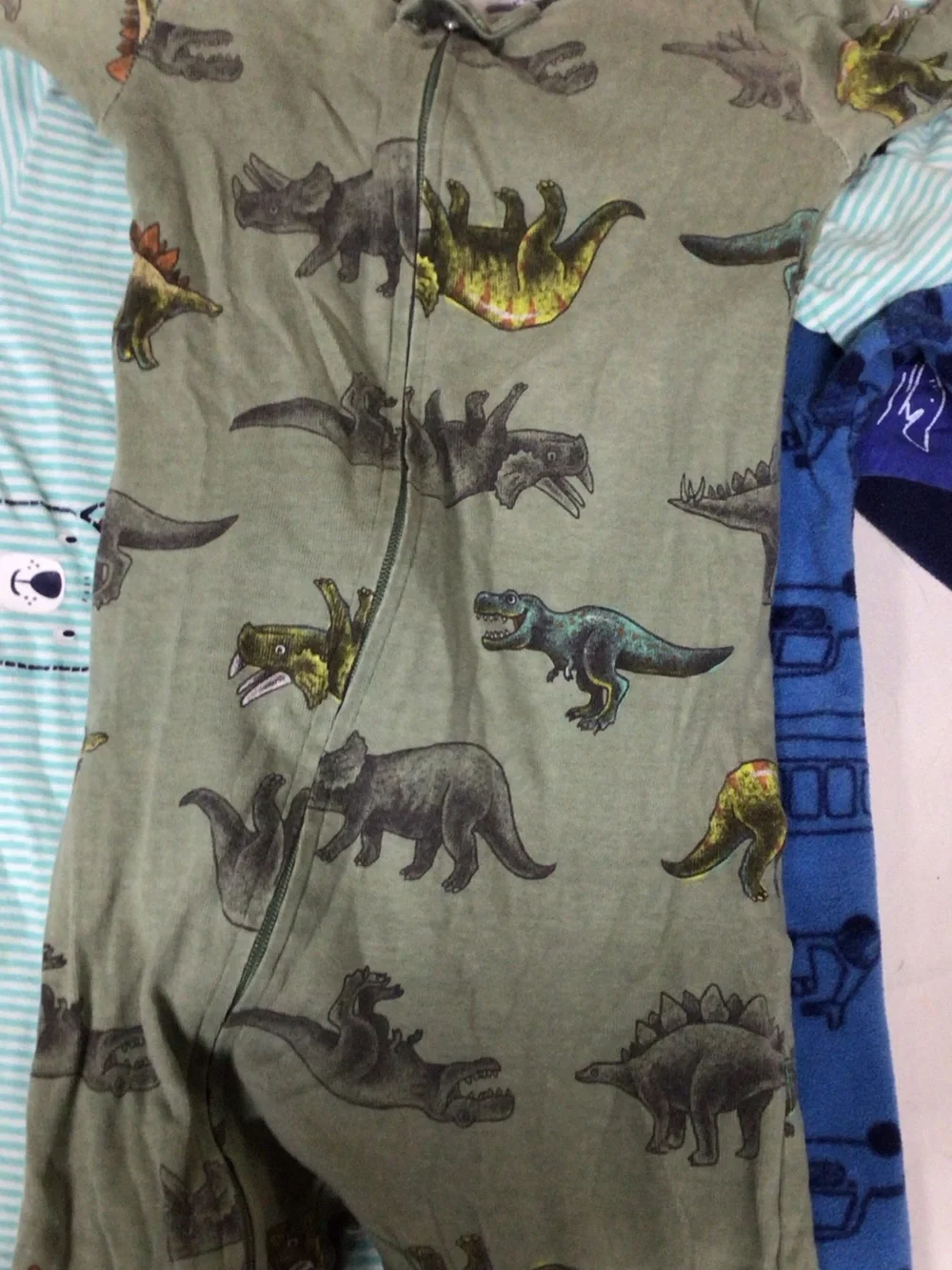 Carter's Navy Dinosaur Zip Front Footed One-Piece lot of 5 carters onesies